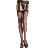 Leg Avenue - Outlet - Bas Noir Avec Jarratière En Dentelle